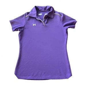 Women’s Under Armour Short Sleeve Polo in Purple and White Size Small
